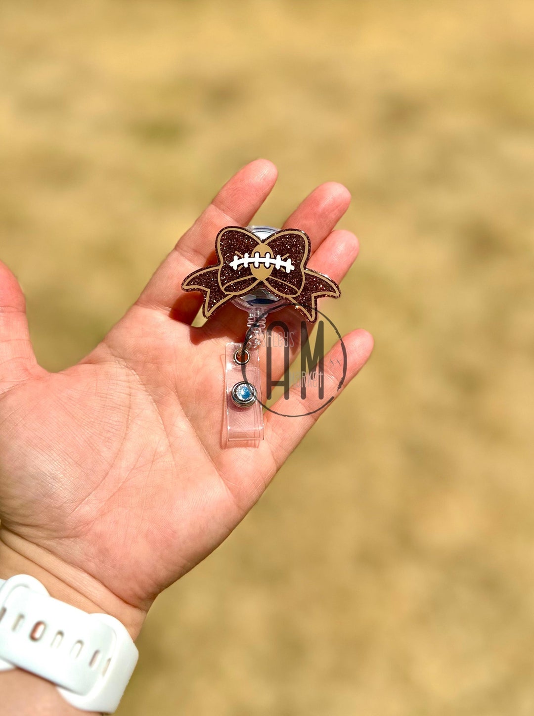 Football Bow Badge Reel | Fall Badge | Football Badge Reel |football ...