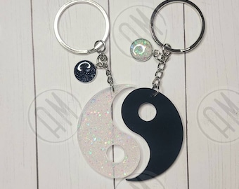 Set of Yin Yang acrylic keychains | couple gift | pair | best friend | balance | aesthetic |Daoism | simple | Tao | Dao | Taosim | black