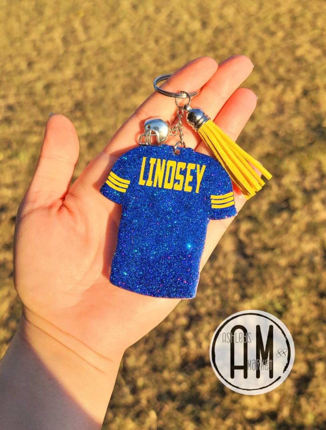 Football Jersey Keychain With Name Player Number Fall Etsy