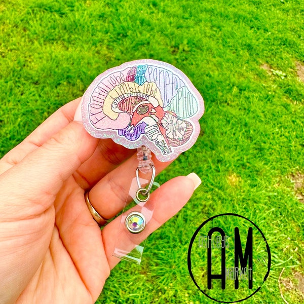 Anatomical Brain badge reel | floral brain badge | neurologist badge | neurology | anatomy brain badge | neuroscience neuro | gift