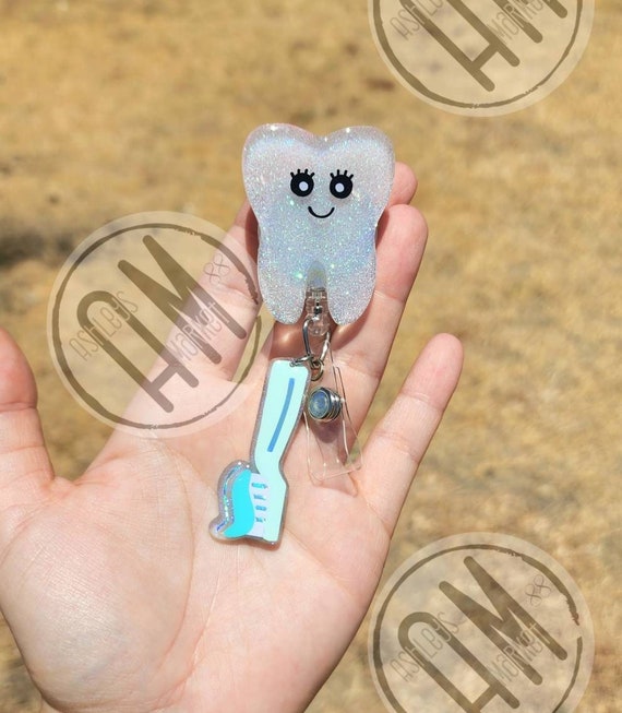 Tooth Badge Reel Dh Rdh Ldh Cda Badge Reel Teeth Dental Assistant Dentist Dental  Badge Reel Tooth Brush Dental Hygienist 