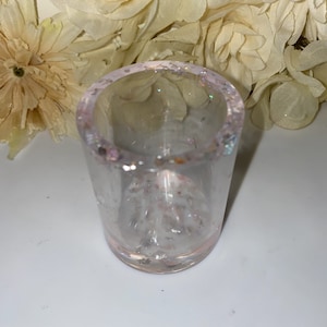 Clear And Pink Foil Mini Makeup Brush Cup Holder
