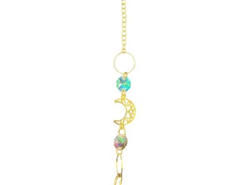 Suncatcher Colgante Crystal Moon Sun Catchers Colgante Wind Chimes Rainbow Prism Window Ornament Home Garden Decor - Piedra rosa claro