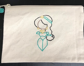 Jasmine hand embroidered zipper pouch