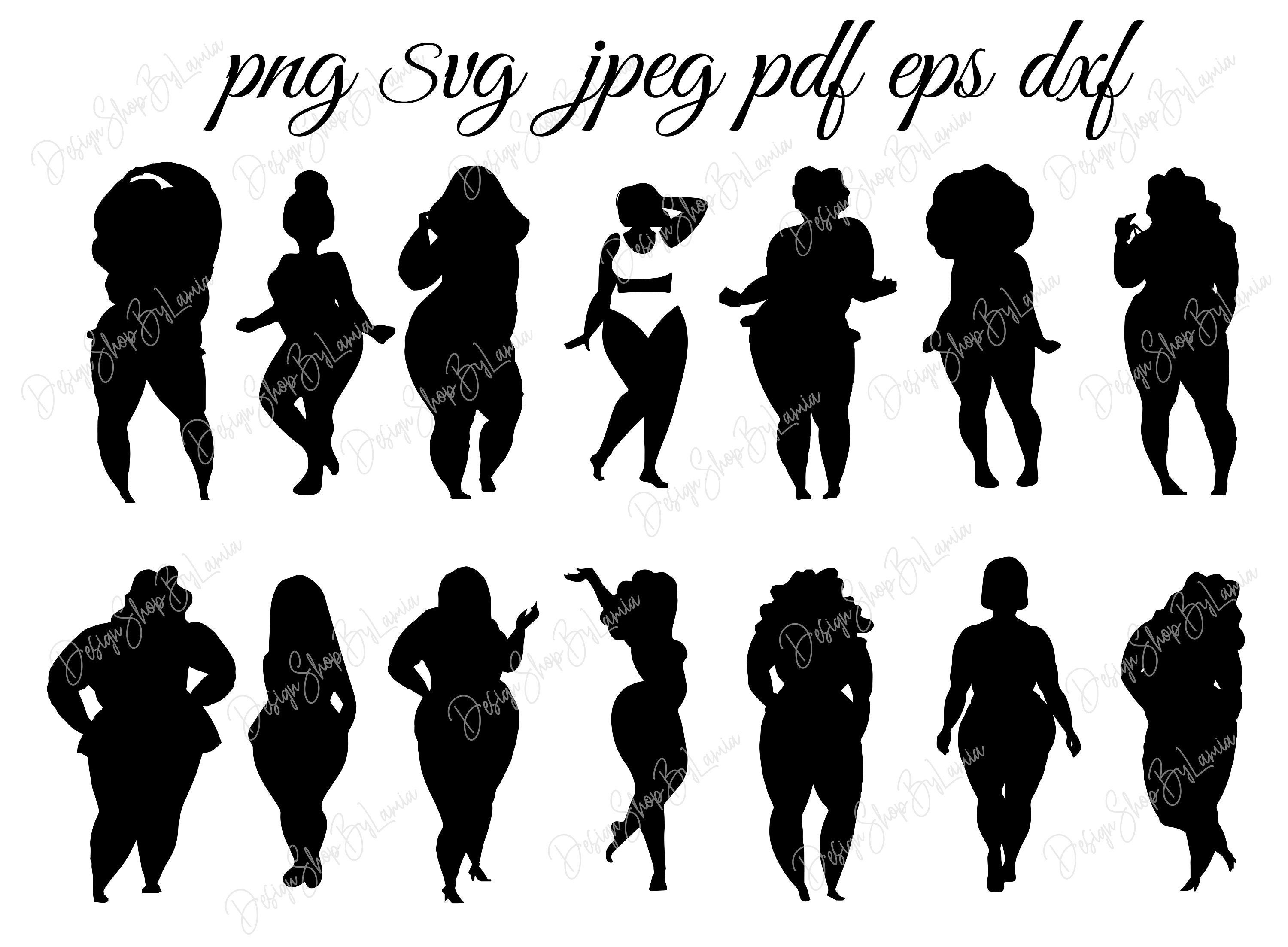 Beautiful & Big Sexy Women Silhouette SVG Plus Size Women, Silhouette