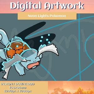 Neon Lights Squirtle || Digital Artwork