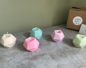 Candela a forma di diamante / Forma geometrica 3D / Cera di soia al 100% / Candela profumata fatta a mano