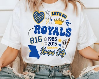 Baseball-T-shirt KC Royals, Kansas City, uniseks Bella Canvas T-shirt