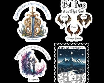 Set di adesivi ACOTAR, adesivi per libri romantici, adesivi olografici