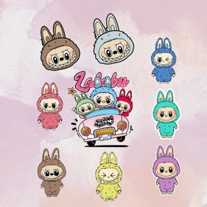 Labubu The Monsters Macaron Vinyl Sticker | Kindle Stickers | Trendy Stickers | Water Bottle Sticker