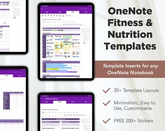 Weight Loss Tracker OneNote Templates, Meal Planner Templates, Fitness Planner, Workout Planner, OneNote Digital Planner, One Note Planner