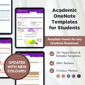 Pacchetto di modelli OneNote per pianificatore studente, modelli accademici One Note, pianificatore di studio, pianificatore universitario, modelli di pianificatore digitale per studenti