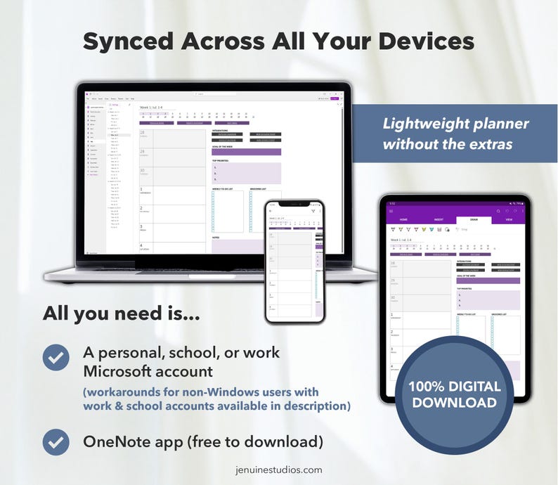 Planejador OneNote 2026 | Modelo de Calendário OneNote, Planejador Digital com Hiperlinks imagem 4