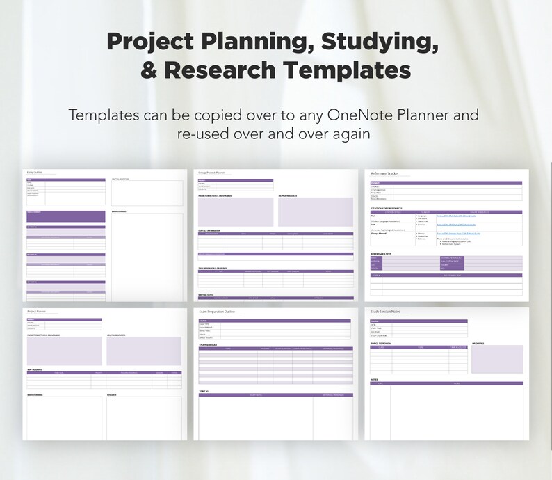 Student Planner Onenote Templates Pack One Note Academic Etsy