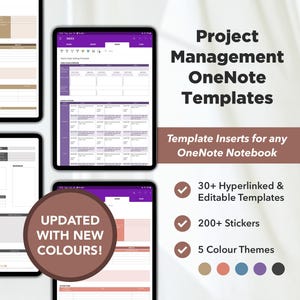 Paquete de plantillas de OneNote para gestión de proyectos, planificador empresarial, planificador de trabajo, plantillas de planificador de proyectos, planificador digital de OneNote, planificador de OneNote
