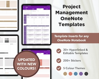 Pacchetto modelli OneNote per la gestione dei progetti, Business Planner Work Planner Modelli di Project Planner, OneNote Digital Planner, OneNote Planner