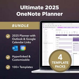 Pacchetto Ultimate OneNote Digital Planner 2025, OneNote Planner, modelli One Note, pianificatore giornaliero / per Windows, iPad, Android, MacBook, PC