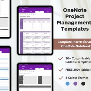 Project Management OneNote Templates Pack, Business Planner Work Planner Project Planner Templates, OneNote Digital Planner, OneNote Planner