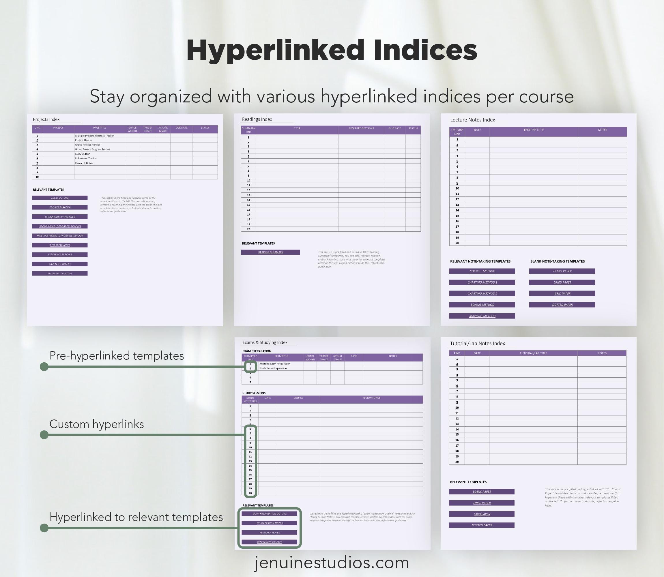 Onenote Student Digital Planner Undated (SUN + MON Start), Academic ...