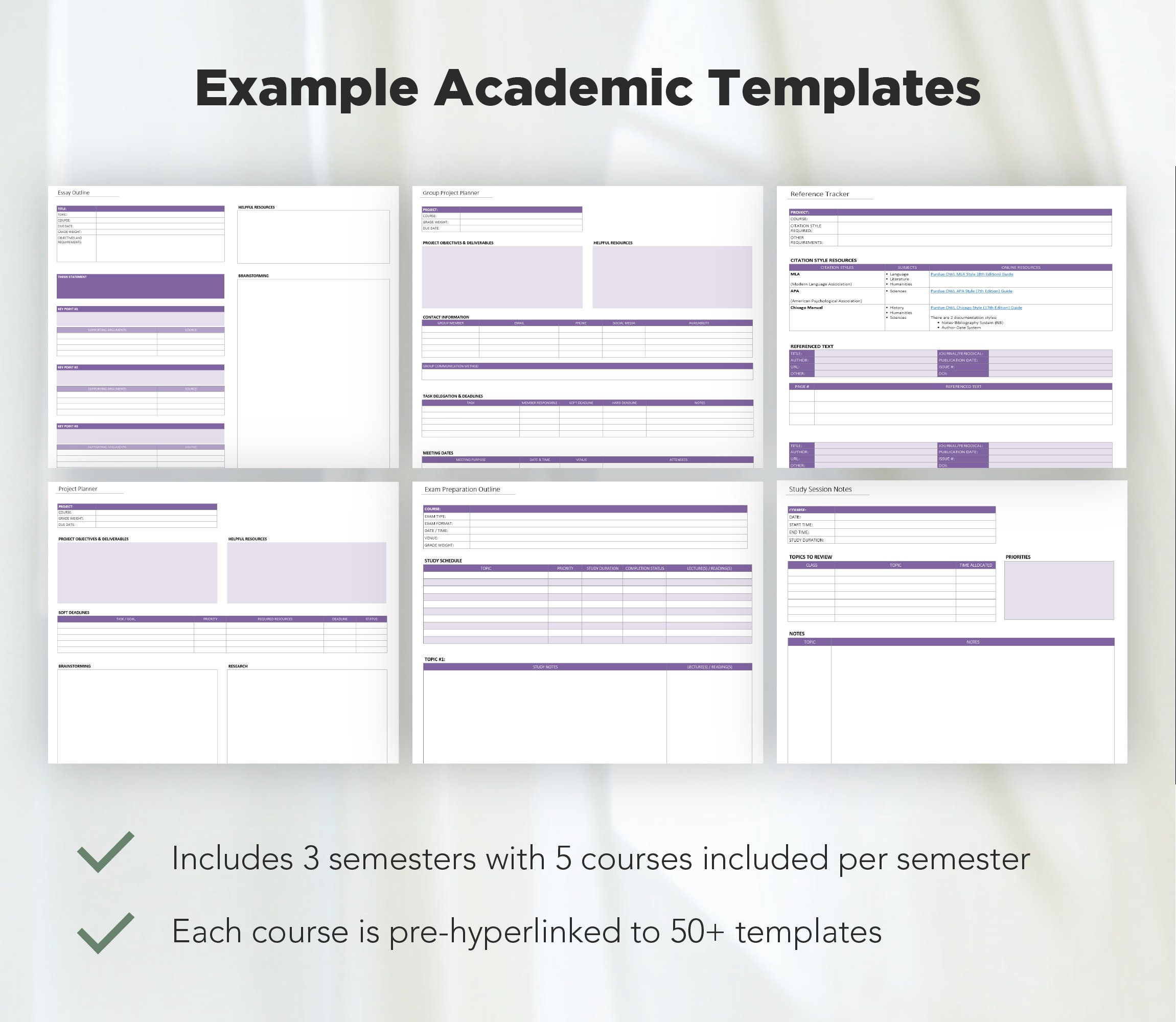 Onenote Student Digital Planner Undated (SUN + MON Start), Academic ...