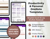 Productivity Planner & Life Planner OneNote Templates NEW COLORS, One Note Template Work, OneNote Digital Planner, OneNote Planner Templates