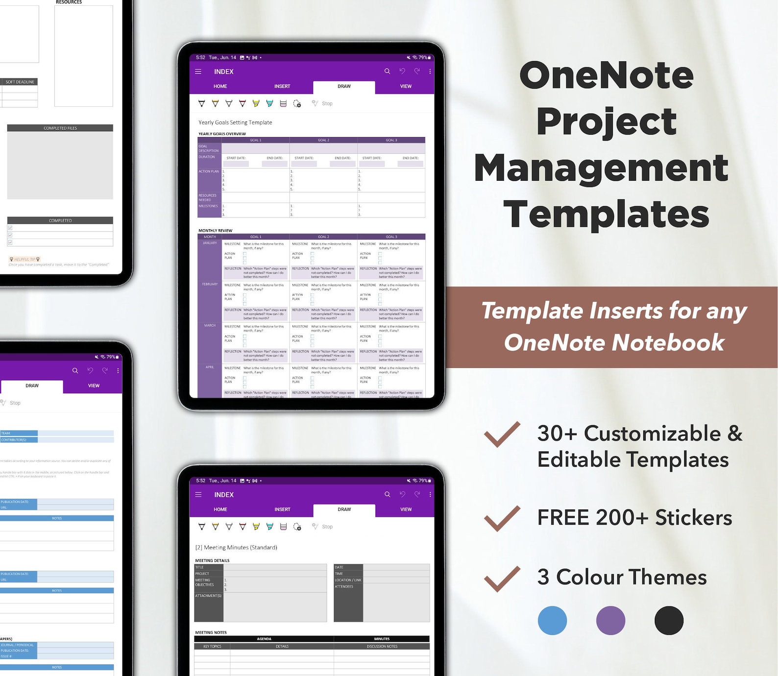 Project Management Onenote Templates Pack Business Planner Etsy