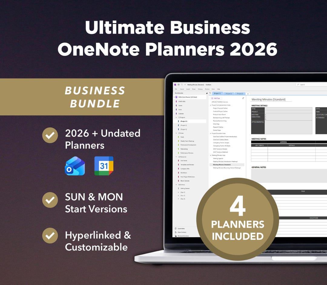Ultimate Business Onenote Planners 2026 Bundle for Professionals | SUN ...