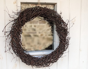 Rustic Birch Wreath, Natural Wildcrafted Wreath, Easter Spring Decor, Front Door Wreath, Farmhouse Country Decor, Minimalistic, Sustainable