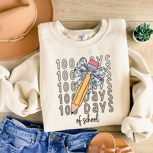 100 Days of School Coquette Toile Bow Png, Coquette Teacher Pencil Bow Png, 100 days shirt design, School Teacher Png, Girls 100th Day