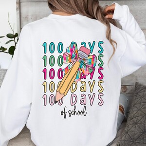 100 Days of School Coquette brushstroke Bow Png, Coquette Teacher Pencil Bow Png, 100 days shirt design, School Teacher Png, Girls 100th Day