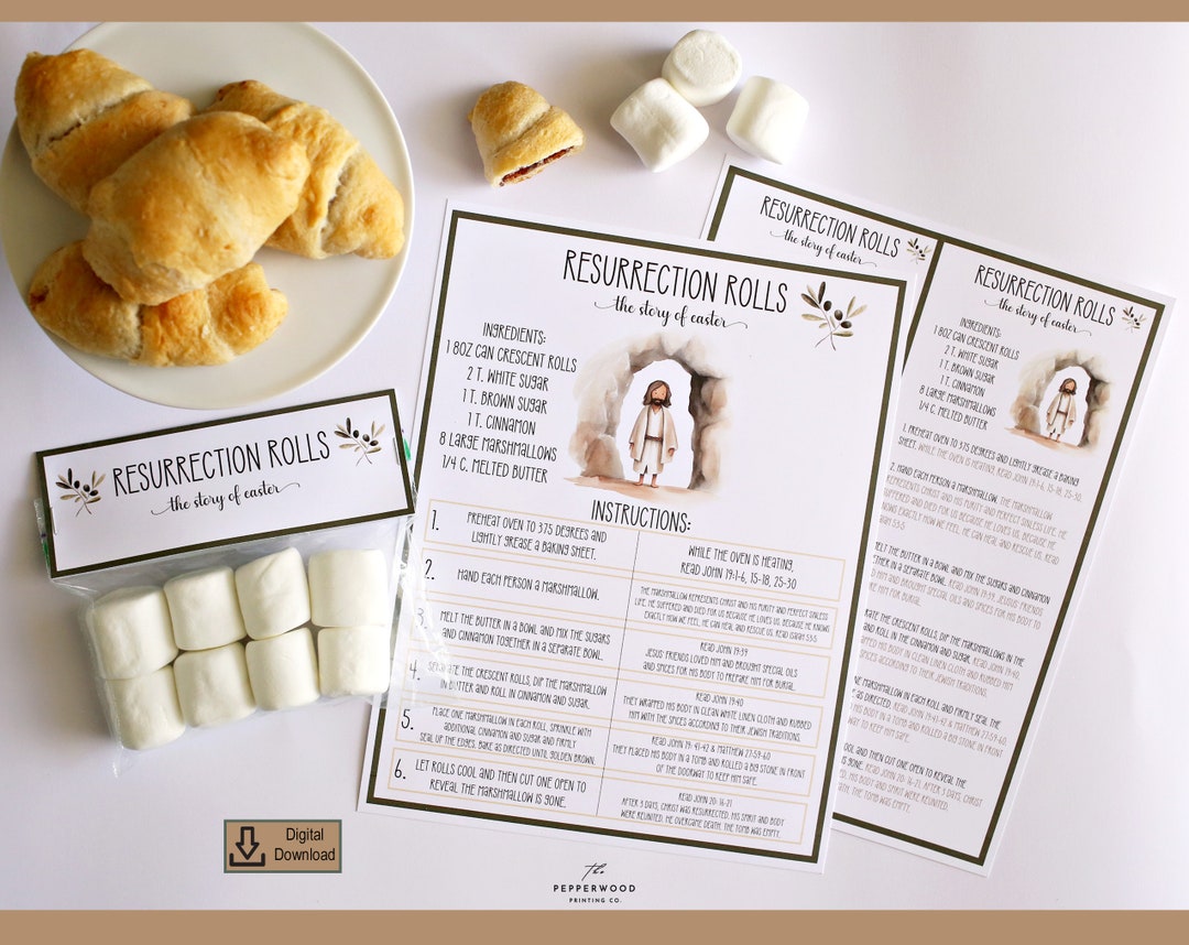 Resurrection Rolls Recipe and Instructions, Printable Easter Gift, Christian Easter, Easter ...