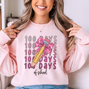 100 Days of School Coquette brushstroke Bow Png, Coquette Teacher Pencil Bow Png, 100 days shirt design, School Teacher Png, Girls 100th Day