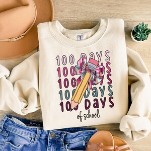 100 Days of School Coquette brushstroke Bow Png, Coquette Teacher Pencil Bow Png, 100 days shirt design, School Teacher Png, Girls 100th Day