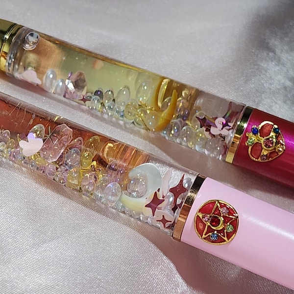 Magical Girl | Sailor Moon | Kawaii | Float Pen | Mother-of-Pearl Crescent Moon | Refillable Ink | Stationary