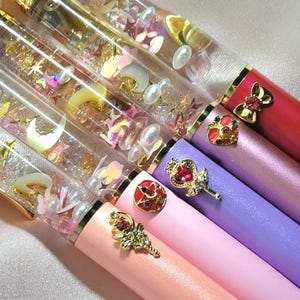 flotteur Magical Girl | Sailor Moon | Kawaii | Stylo boule à neige | Croissant de lune en nacre | Encre rechargeable | Cadeau écrivain | Cadeau pour elle