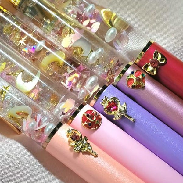 Magical Girl Float Pen: Mother-of-Pearl Moon, Kawaii Snowglobe Pen