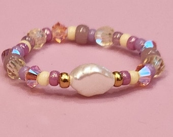 Freshwater Pearl | Swarovski Elements | Kawaii | Ring |