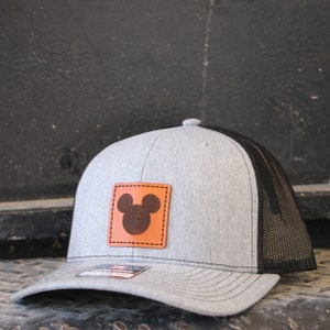 Mickey Mouse Leather Patch Hat | mouse ears | Disney hats for dad | vacation hats | Leather patch Hats | mickey ears for boys