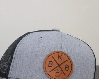 Personalized Leather Patch Hat | Father Son Matching Trucker Cap