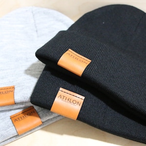 CUSTOM leather patch Beanies | Leather patches | Custom Beanies | winter hats | Custom Patches | Customized Beanies |
