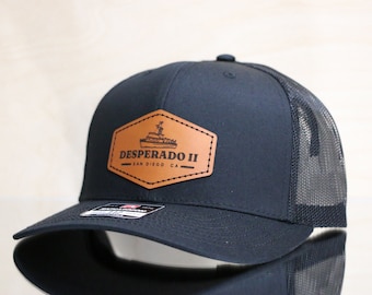 Custom Leather Patch Hat | Business Logo Engraved Trucker Cap