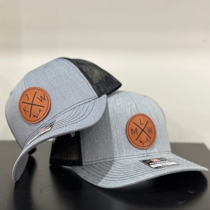 Personalized Father/Son Matching leather patch hat | Father Son Hats | Leather patch hats | Youth Hats | Laser engraved Leather Patch |