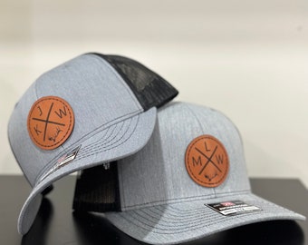 Personalized Father/Son Matching leather patch hat | Father Son Hats | Leather patch hats | Youth Hats | Laser engraved Leather Patch |