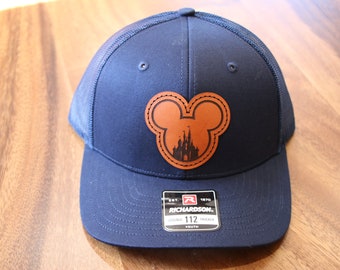 Mickey Mouse YOUTH leather patch hat | Richardson 112 hats | Youth Disney Hats | Leather Patch Hats | Disney Hats