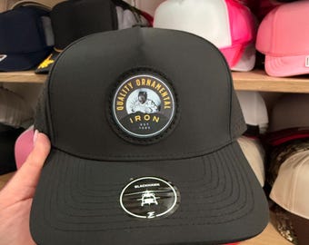 Custom Blackhawk Logo Hat | Moisture Wicking Leather Patch Cap