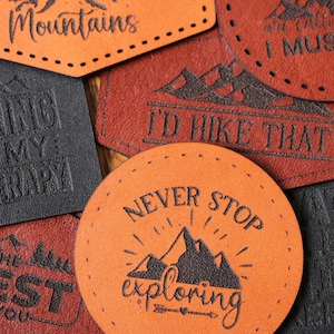 Hiking Patches | Leather Patches | Backpack Patches | Leather Patch Hats | Outdoor Leather Patches | Laser Engraved Patches | Leather