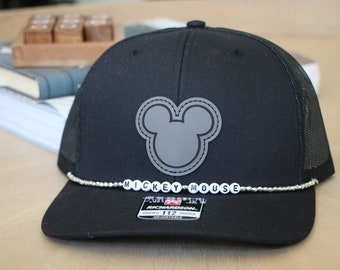 Mickey Mouse Leather Patch Hat | mouse ears | Disney hats for dad | vacation hats | Leather patch Hats | mickey ears for boys