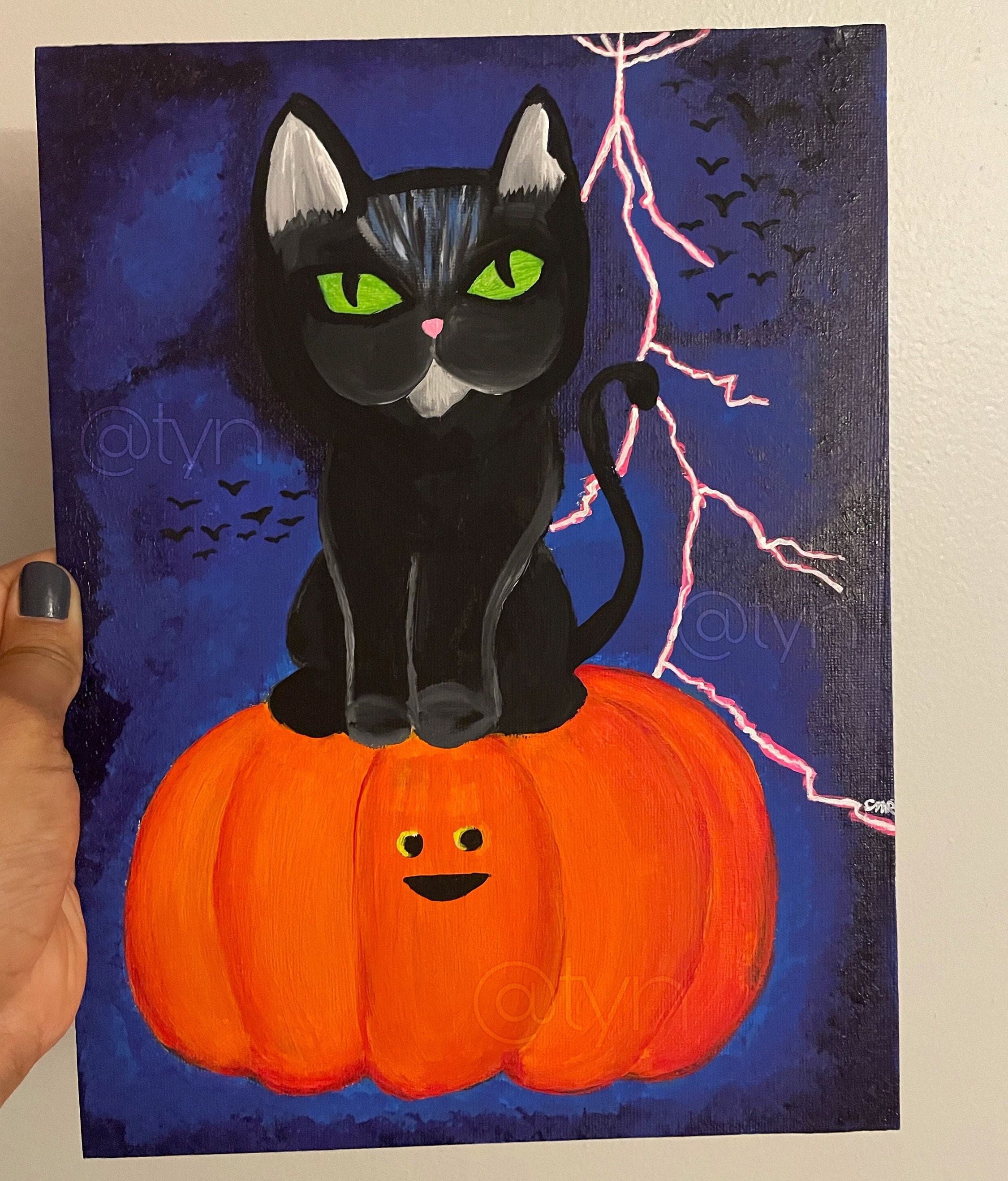 Cat pumpkin painting discount