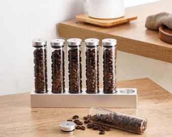 Walnut Single Dose Coffee Beans Storage Tube Cellar Vial Aluminum