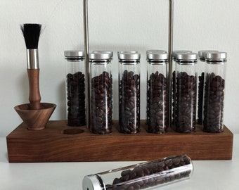 Walnut Caddy 20g Coffee Beans Storage / Tube/ Cellar / Vial / Vault Single Dosing Funnel